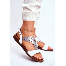 Damen Sandalen Flach Sergio Leone Weiß SK035 grau 1