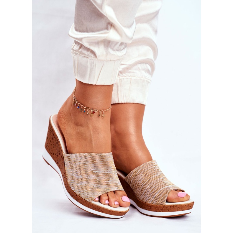 Damen Hausschuhe On Wedge Sergio Leone Beige SK320 gelb 1