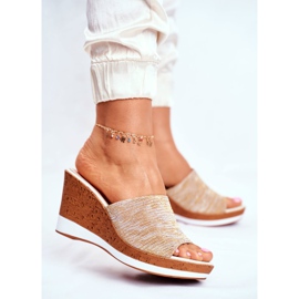 Damen Hausschuhe On Wedge Sergio Leone Beige SK320 gelb 2