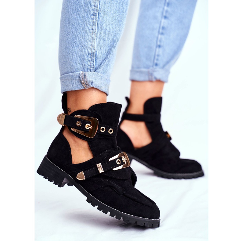 Lu Boo Schwarz Wildleder Cut Out Schuhe Rock Girl 2