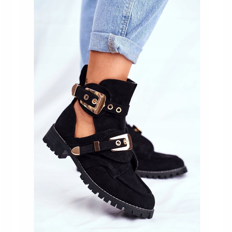 Lu Boo Schwarz Wildleder Cut Out Schuhe Rock Girl 1