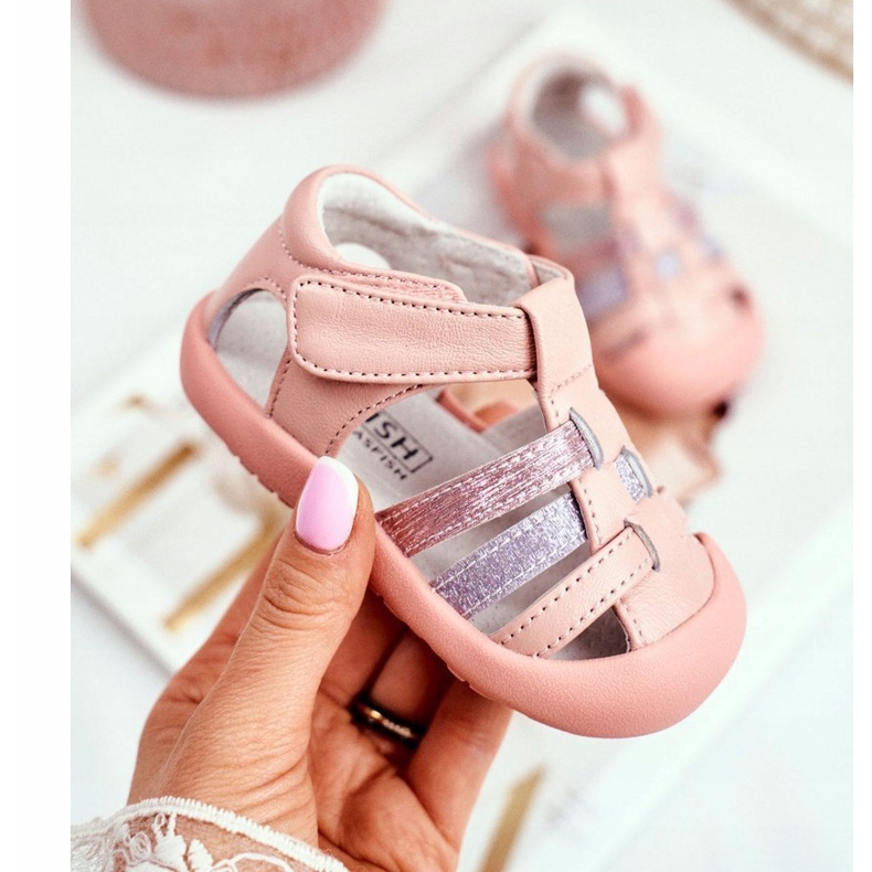 Apawwa Kindersandalen mit Klettverschluss Glitzer Pink Ontario rosa 1