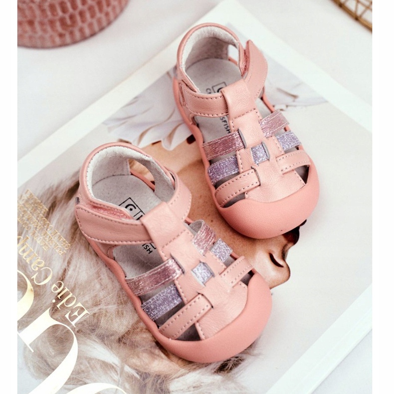 Apawwa Kindersandalen mit Klettverschluss Glitzer Pink Ontario rosa 2