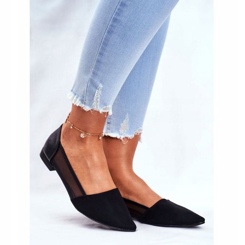 EVE Damen Ballerinas mit Mesh Wildleder Black Fibe schwarz 1