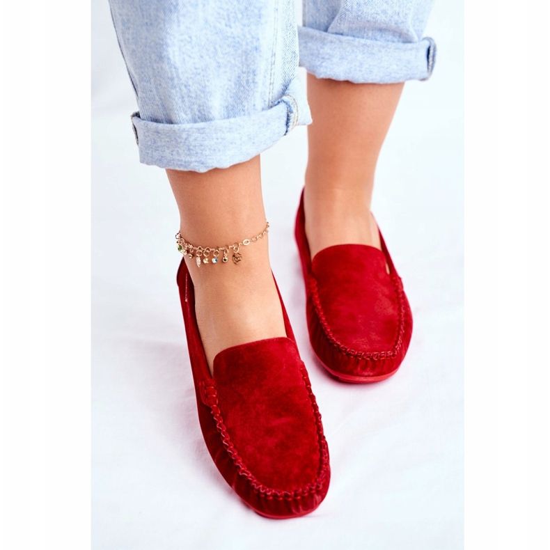 Vinceza Damen Loafer Veloursleder Rot Papito 2