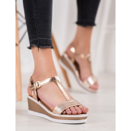 SHELOVET Goldene Keile mit Öko-Leder 2