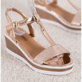 SHELOVET Goldene Keile mit Öko-Leder 1