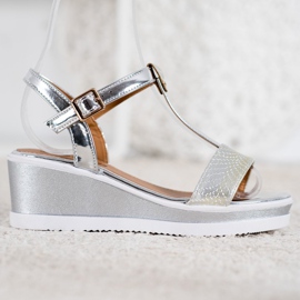 SHELOVET Silberkeile mit Öko-Leder grau 2