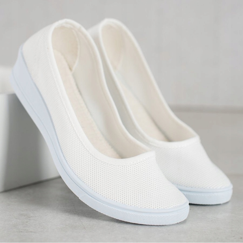SHELOVET Weiße Casual Ballerinas 2