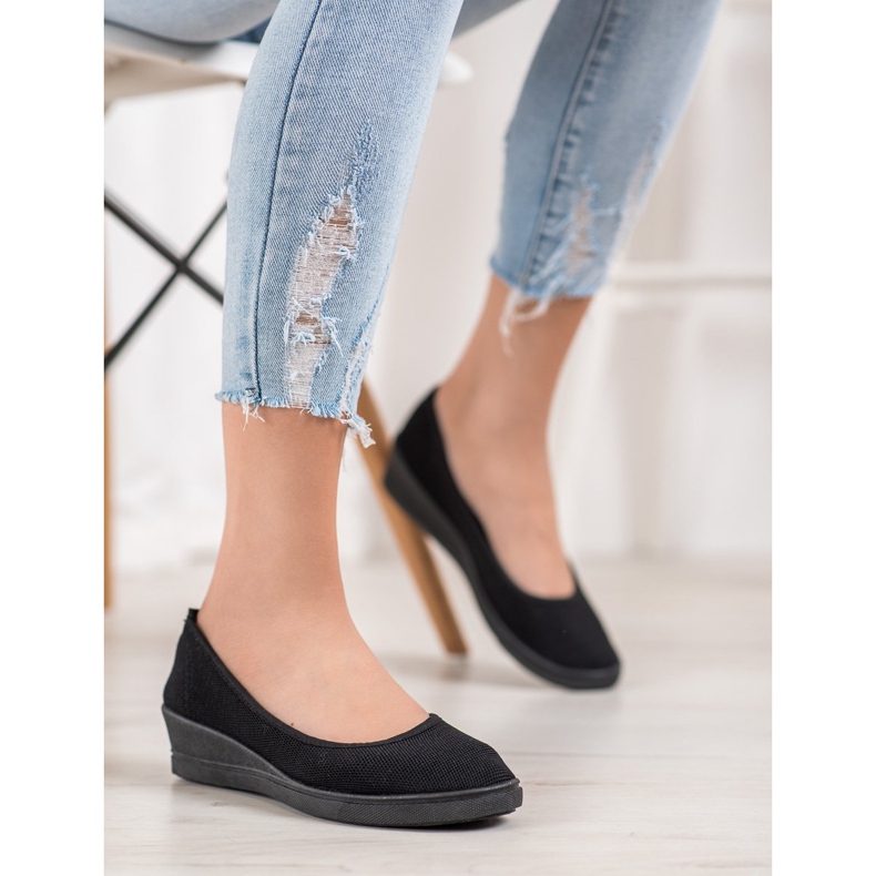 SHELOVET Schwarze Casual Ballerinas 2