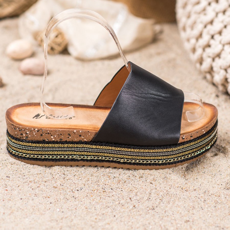 SHELOVET Schwarze Hausschuhe auf der Plattform 2