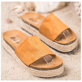 SHELOVET Espadrilles Hausschuhe mit Glitzer braun 1