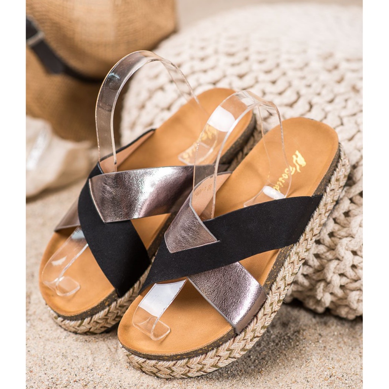 SHELOVET Hausschuhe auf der Plattform schwarz grau 1