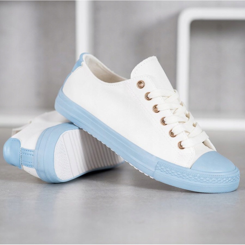 SHELOVET Textil-Sneakers weiß blau 2