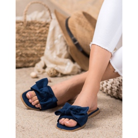 Mannika Hausschuhe mit Schleife marineblau blau 2