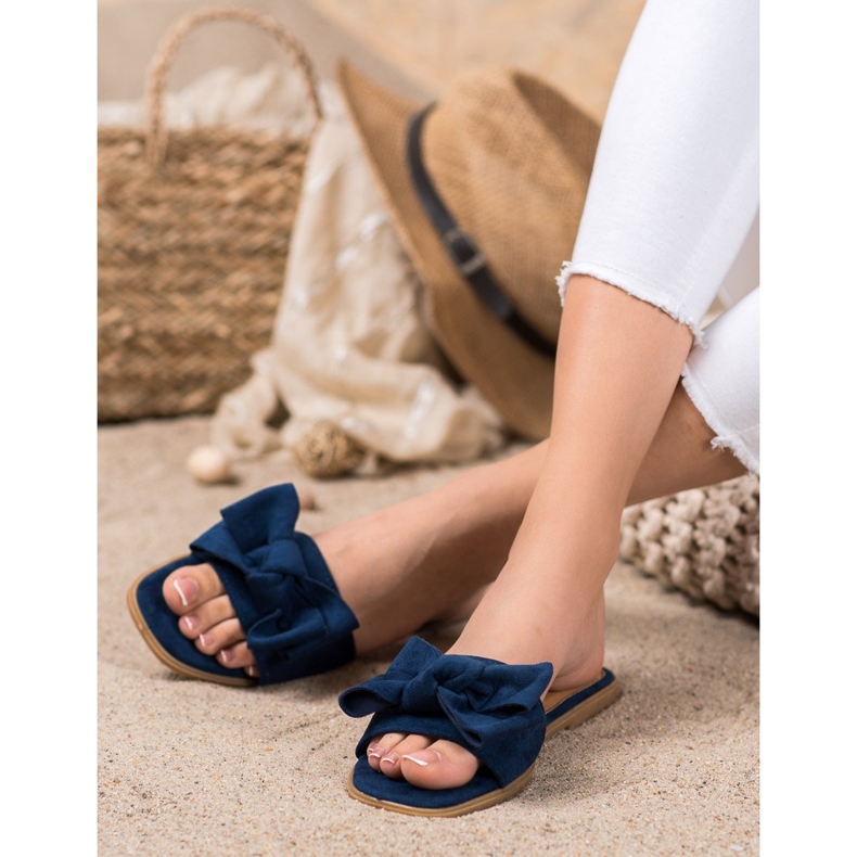 Mannika Hausschuhe mit Schleife marineblau blau 2