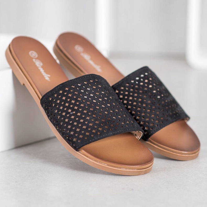 Renda Durchbrochene Hausschuhe schwarz 1