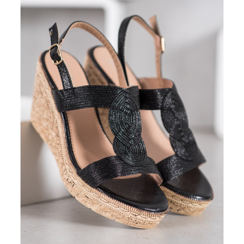 Renda Elegante Keilsandalen schwarz 1