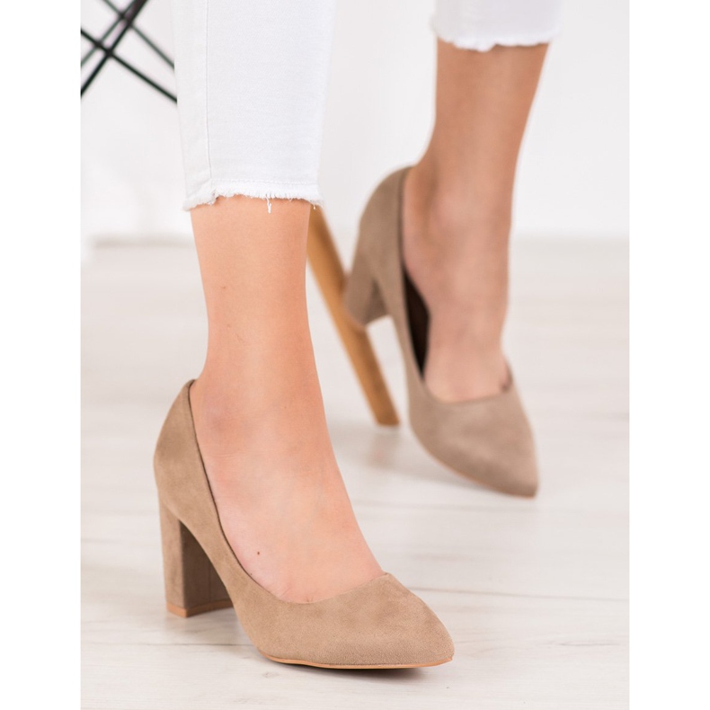 SHELOVET High Heels aus Wildleder mehrfarbig khaki 1