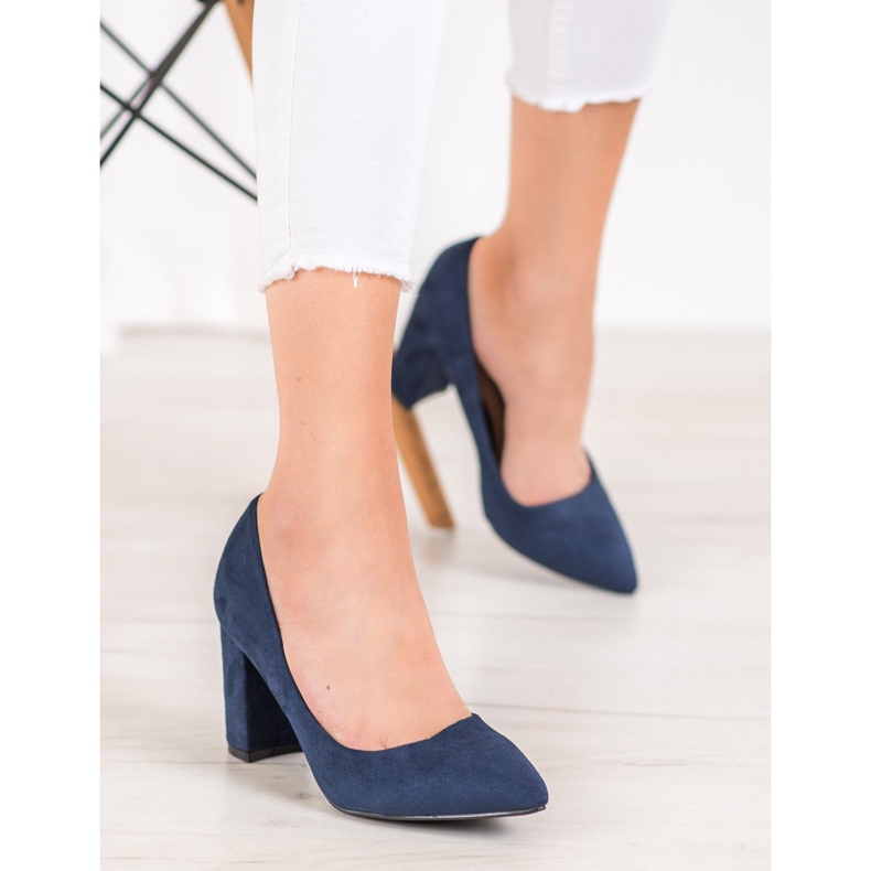 SHELOVET High Heels aus Wildleder marineblau blau 1