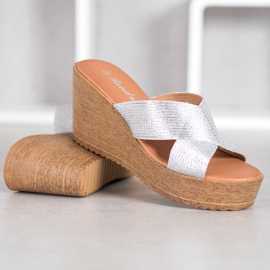 Renda Silberne Keilpantoffeln grau 2