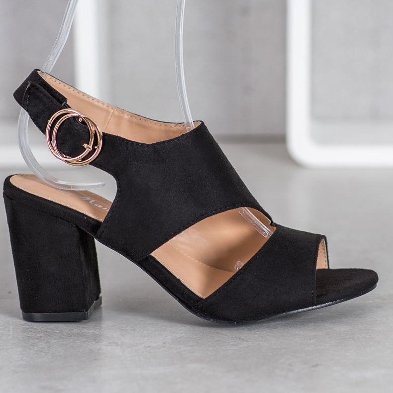 Mannika Schwarze Sandalen mit hohen Absätzen 2