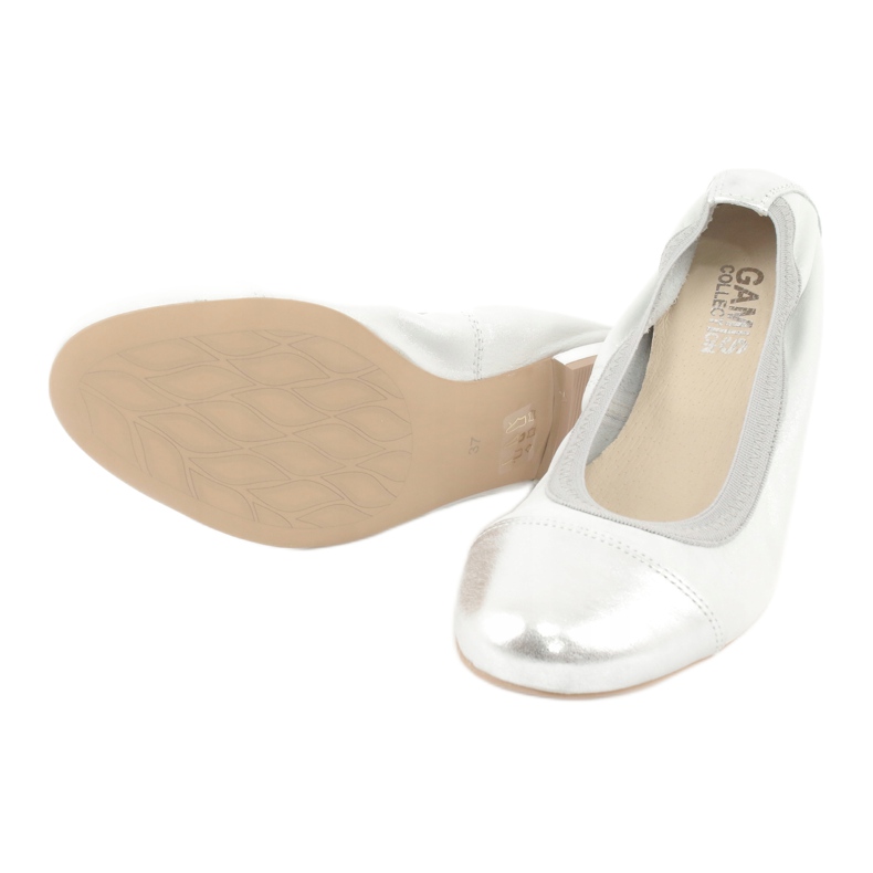 Gamis Bequeme silberne Lederballerinas grau 3