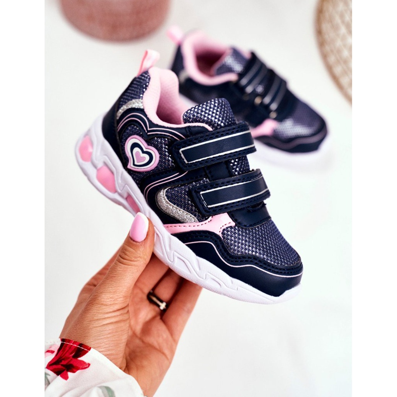 EVE Sport Kinderschuhe Shining On Velcro Navy Blue Scarlet navy blau rosa 2