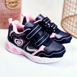 EVE Sport Kinderschuhe Shining On Velcro Navy Blue Scarlet marineblau rosa 1