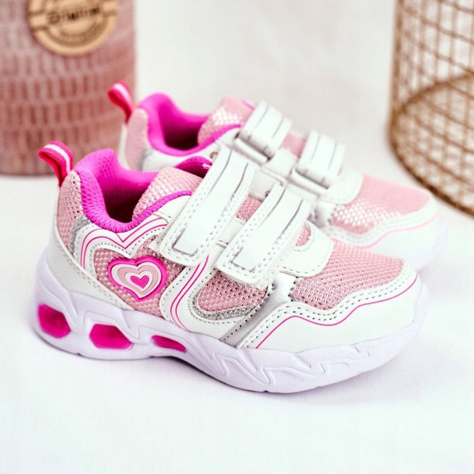 EVE Sport Kinderschuhe Shining White Scarlet Velcro weiß rosa 1