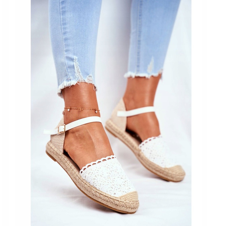 Damen Espadrilles On White Linen Platform Vienna weiß 2