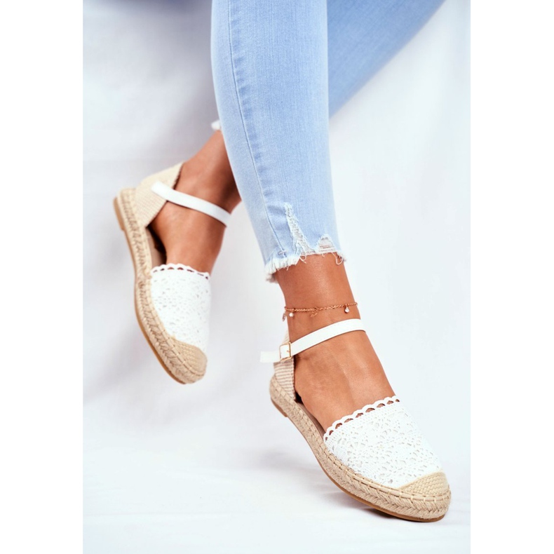 Damen Espadrilles On White Linen Platform Vienna weiß 1