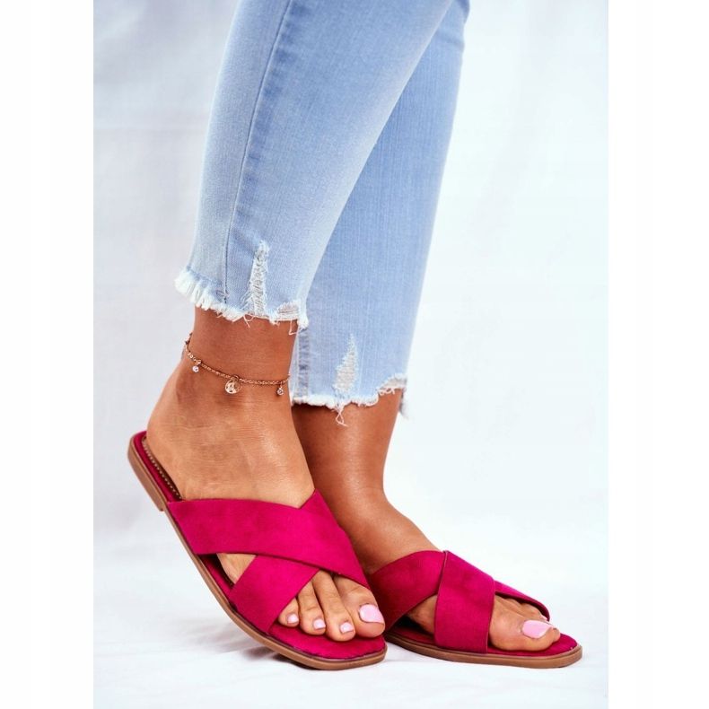 Damen Hausschuhe Gürtel on the Cross Fuchsia Philippinen rosa 1