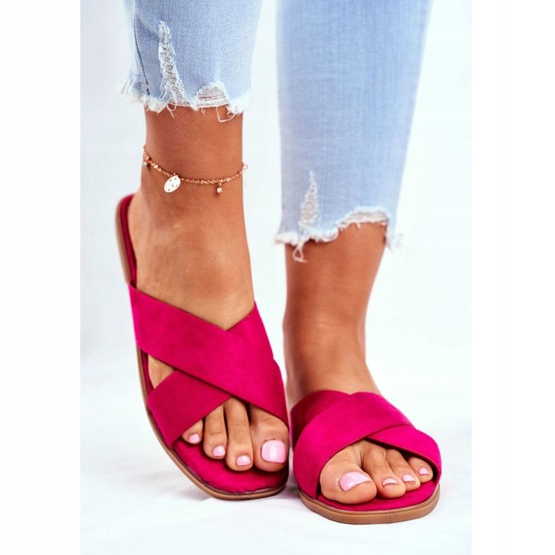 Damen Hausschuhe Gürtel on the Cross Fuchsia Philippinen rosa 2