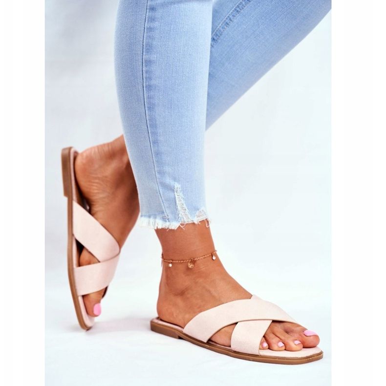 Damen Hausschuhe, Riemen, Kreuz Beige Philippinen 2