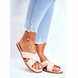 Damen Hausschuhe, Riemen, Kreuz Beige Philippinen 1