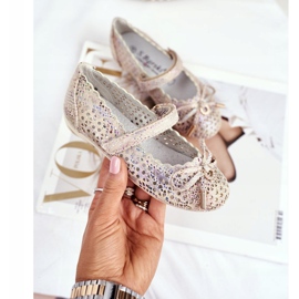 S.Barski Durchbrochene Ballerinas mit Klettverschluss Barski Remtro braun mehrfarbig 1