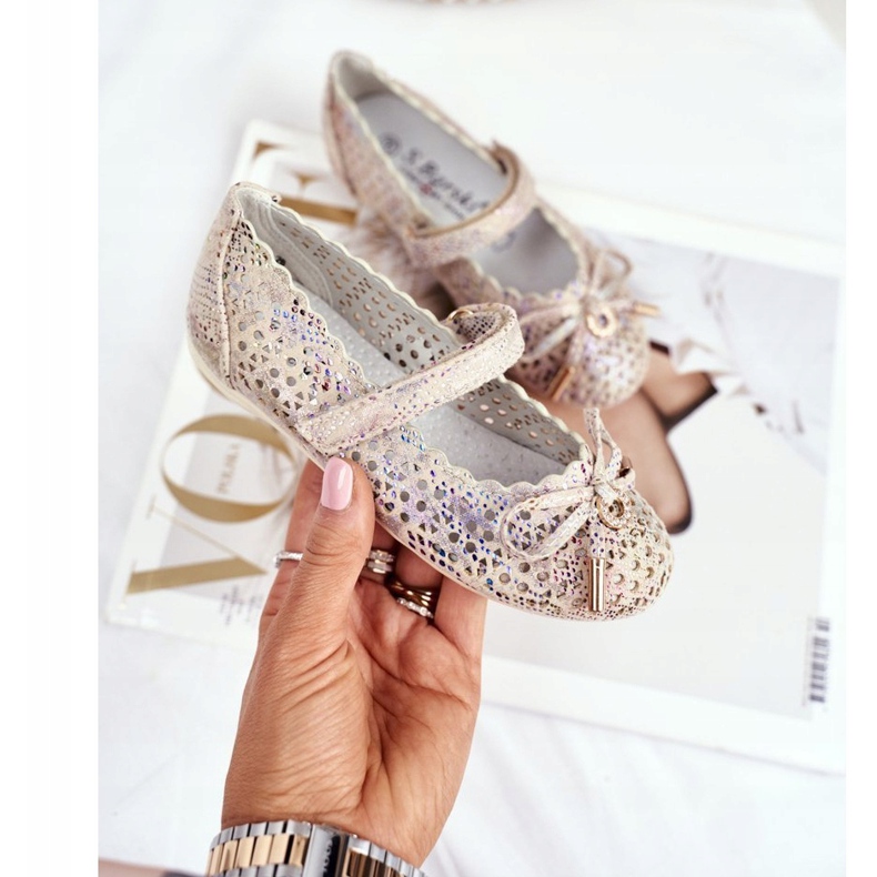 S.Barski Durchbrochene Ballerinas mit Klettverschluss Barski Remtro braun mehrfarbig 1