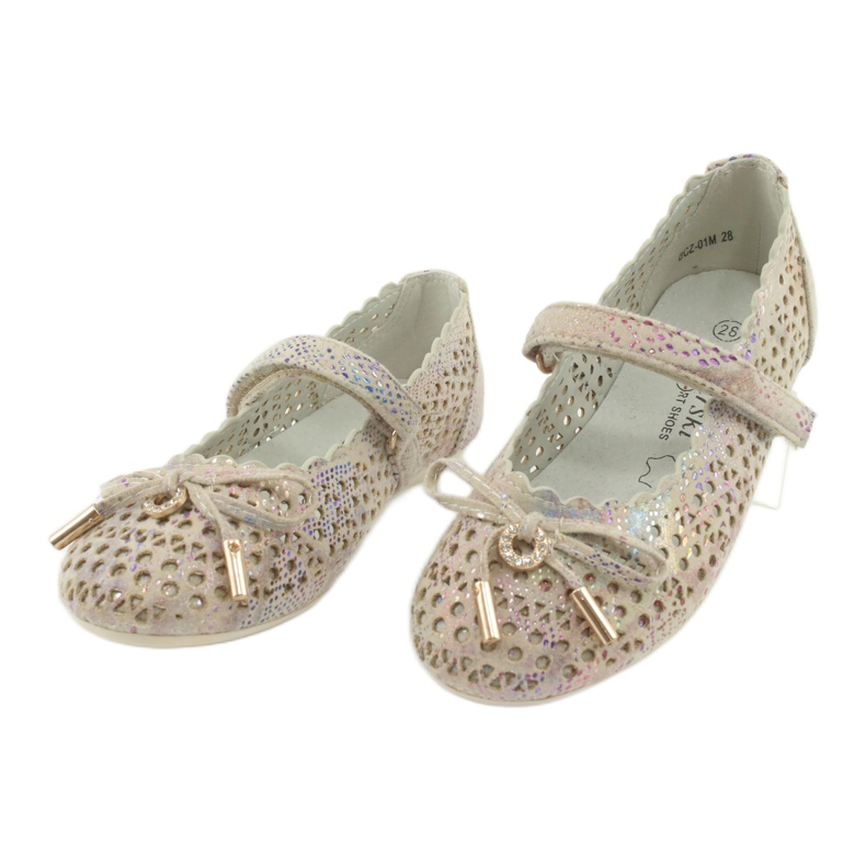 S.Barski Durchbrochene Ballerinas mit Klettverschluss Barski Remtro braun mehrfarbig 3