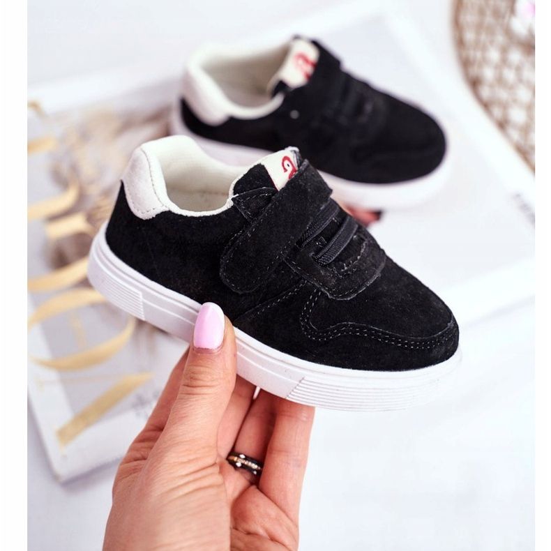 Apawwa Kinder Sneaker Wildleder Klett Schwarz Trelmo ['schwarz'] 1