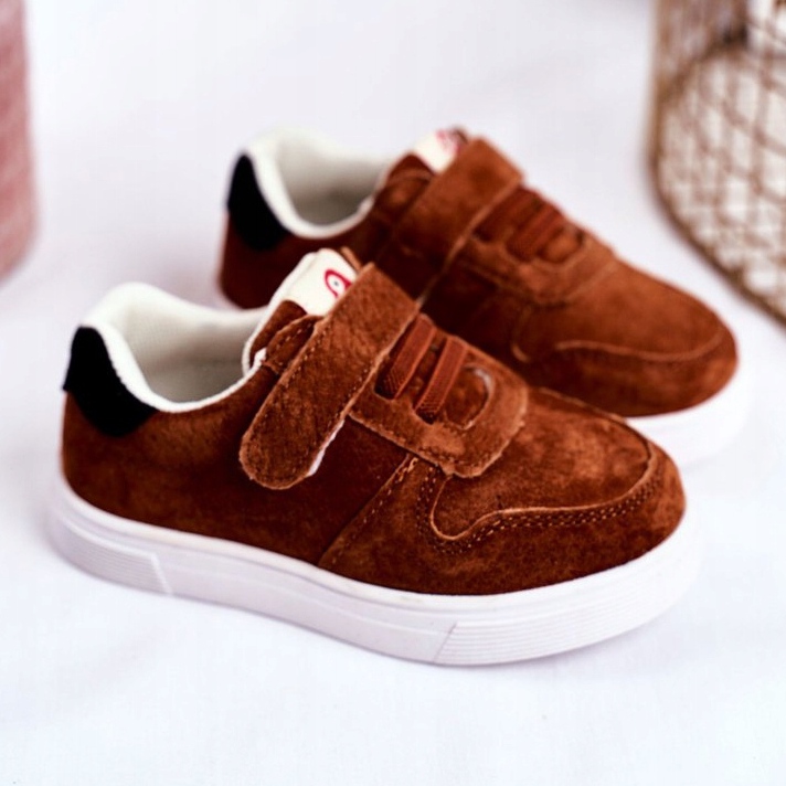 Apawwa Kinder Sneaker Wildleder mit Klettverschluss Braun Trelmo 2