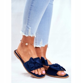Malaysia Damen Hausschuhe mit dunkelblauen Schleifen marineblau 1