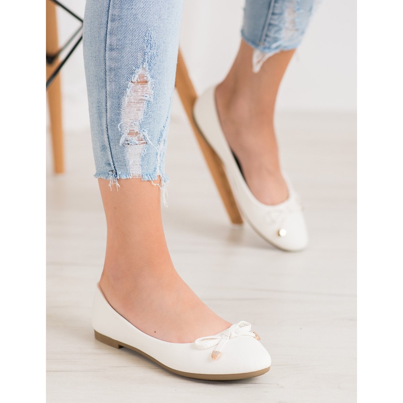 Diamantique Klassische weiße Ballerinas 1