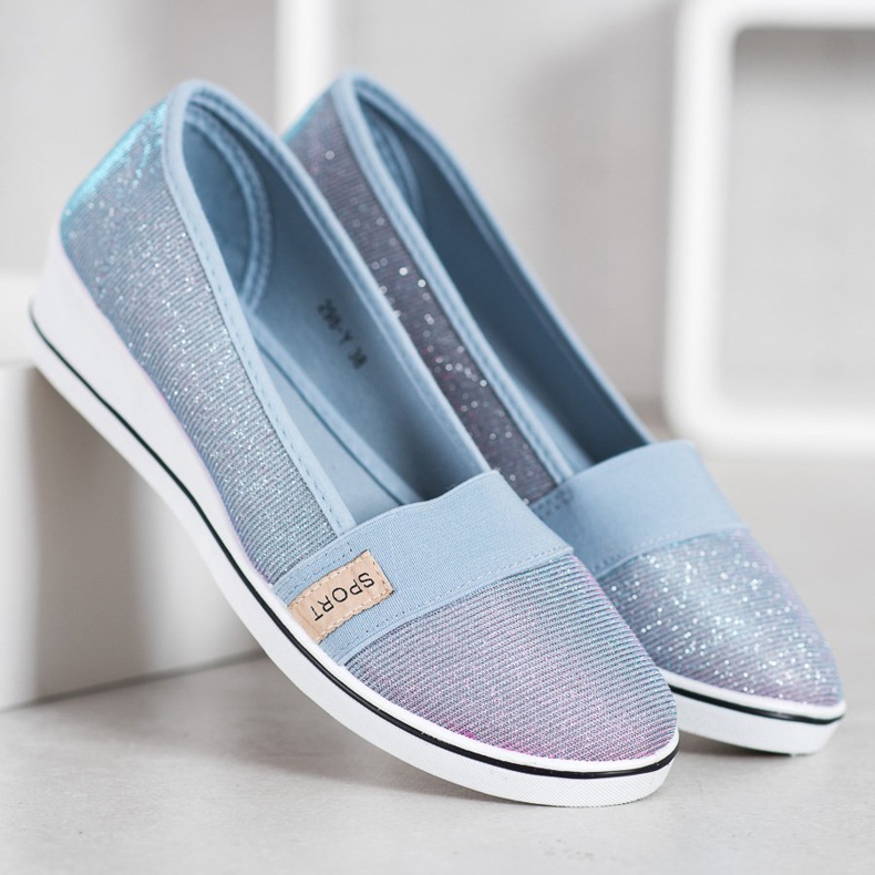 SDS Slip-On Ballerinas mit Glitzer blau 2