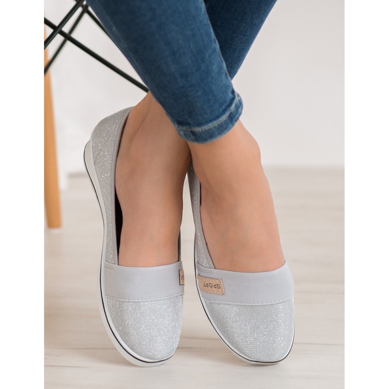 SDS Slip-On Ballerinas mit Glitzer grau 1