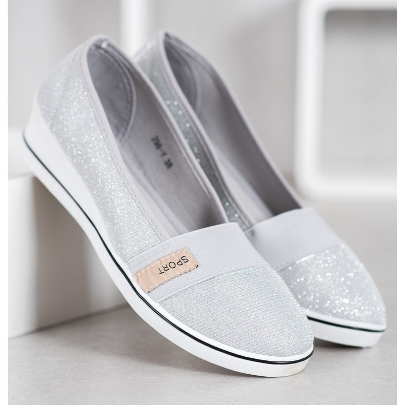 SDS Slip-On Ballerinas mit Glitzer grau 2