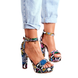 SEA Damen Sandalen auf einem hohen Absatz bunte Schlange Figaro mehrfarbig 1