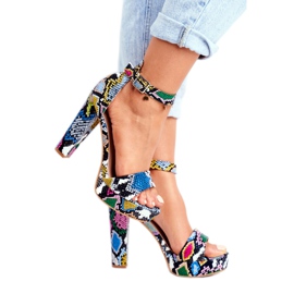 SEA Damen Sandalen auf einem hohen Absatz bunte Schlange Figaro mehrfarbig 2