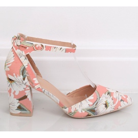 Pumps an einem Pfosten mit Blumen LE076P Pink rosa mehrfarbig 2