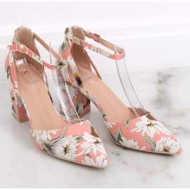 Pumps an einem Pfosten mit Blumen LE076P Pink rosa mehrfarbig 1